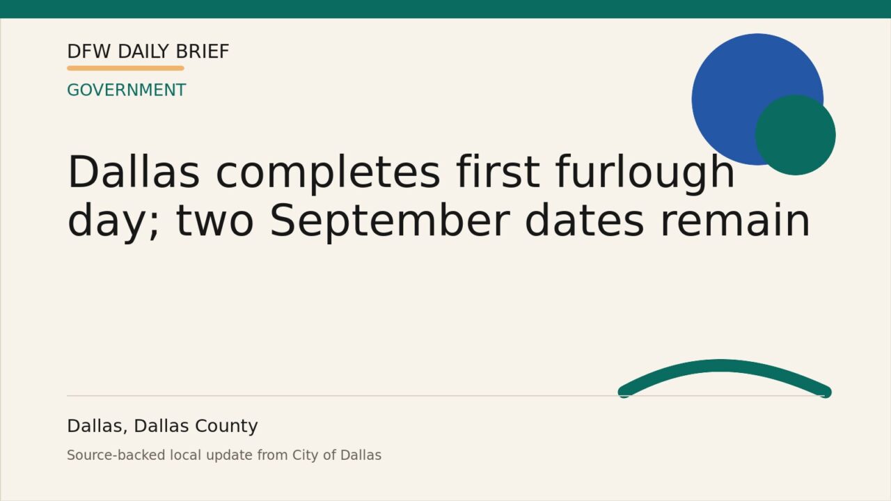 DFW Daily Brief card for Dallas completes first furlough day; two September dates remain