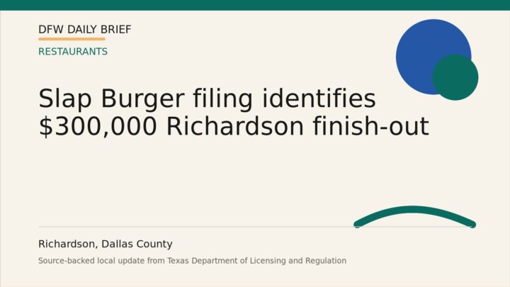 DFW Daily Brief card for Slap Burger filing identifies $300,000 Richardson finish-out