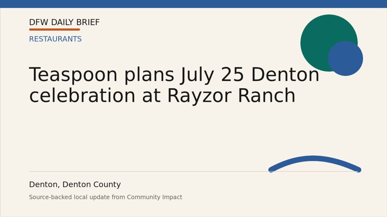 DFW Daily Brief card for Teaspoon plans July 25 Denton celebration at Rayzor Ranch