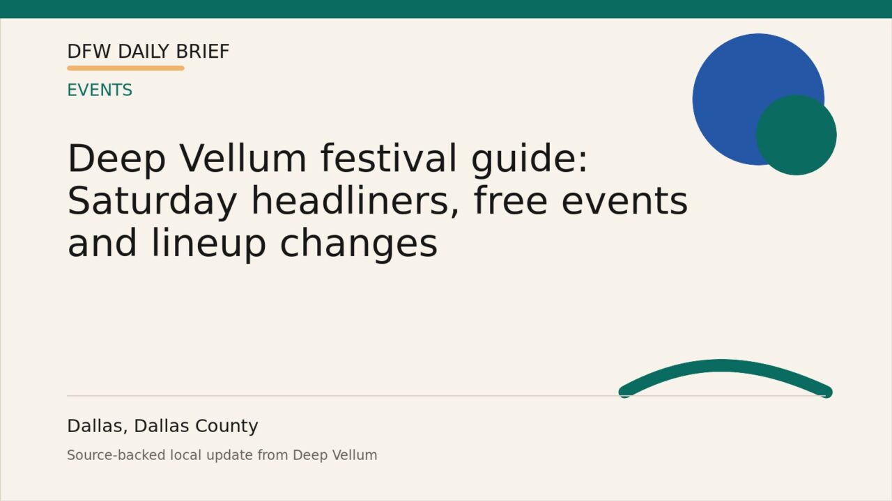 DFW Daily Brief card for Deep Vellum festival guide: Saturday headliners, free events and lineup changes