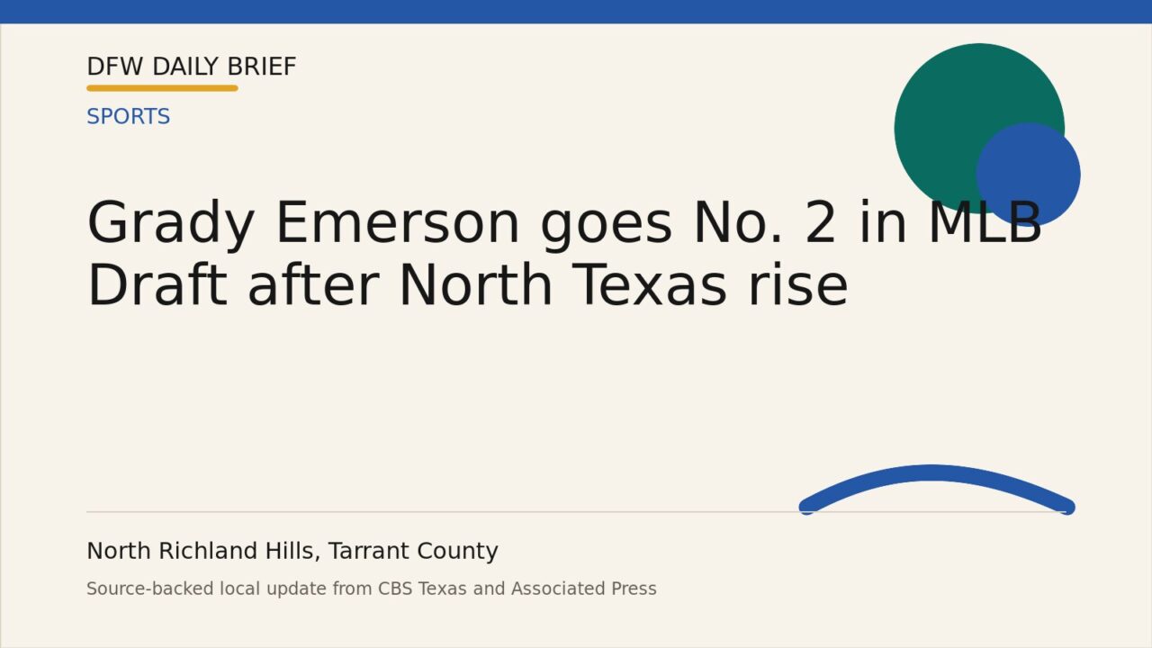 DFW Daily Brief card for Grady Emerson goes No. 2 in MLB Draft after North Texas rise