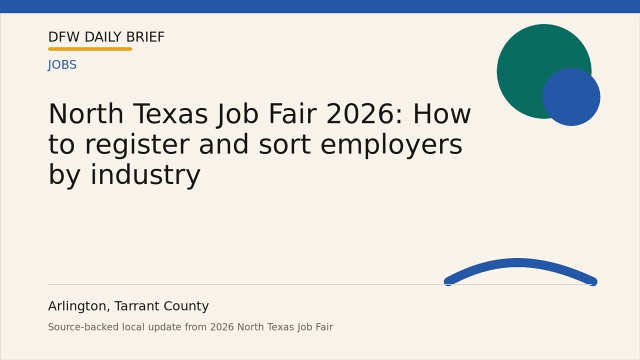 DFW Daily Brief card for North Texas Job Fair 2026: How to register and sort employers by industry