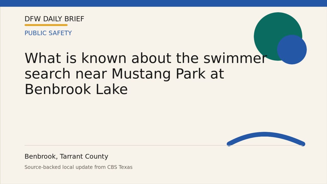 DFW Daily Brief card for What is known about the swimmer search near Mustang Park at Benbrook Lake