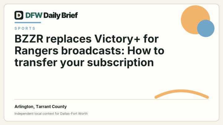 DFW Daily Brief card for BZZR replaces Victory+ for Rangers broadcasts: How to transfer your subscription