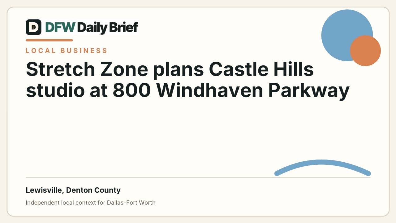 DFW Daily Brief card for Stretch Zone plans Castle Hills studio at 800 Windhaven Parkway