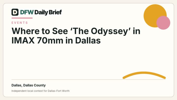 DFW Daily Brief card for Where to See ‘The Odyssey’ in IMAX 70mm in Dallas