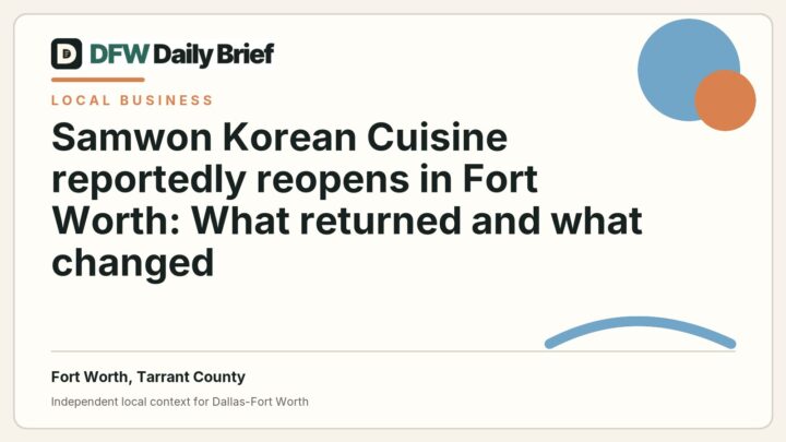DFW Daily Brief card for Samwon Korean Cuisine reportedly reopens in Fort Worth: What returned and what changed