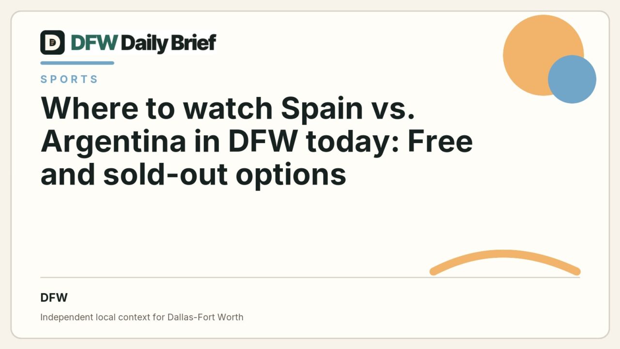 DFW Daily Brief card for Where to watch Spain vs. Argentina in DFW today: Free and sold-out options