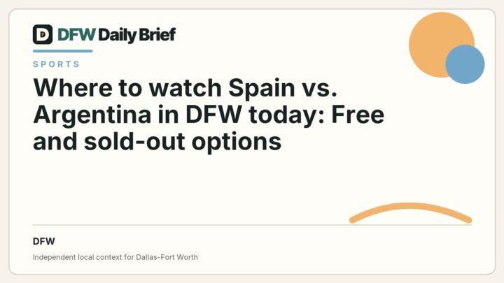DFW Daily Brief card for Where to watch Spain vs. Argentina in DFW today: Free and sold-out options