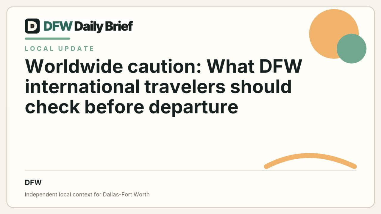 DFW Daily Brief card for Worldwide caution: What DFW international travelers should check before departure
