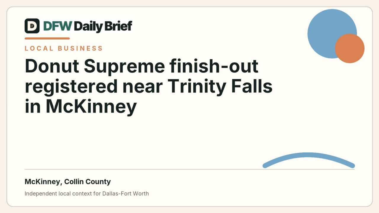 DFW Daily Brief card for Donut Supreme finish-out registered near Trinity Falls in McKinney