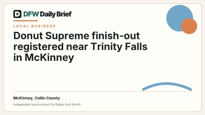 DFW Daily Brief card for Donut Supreme finish-out registered near Trinity Falls in McKinney