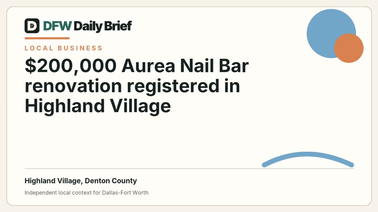 DFW Daily Brief card for $200,000 Aurea Nail Bar renovation registered in Highland Village