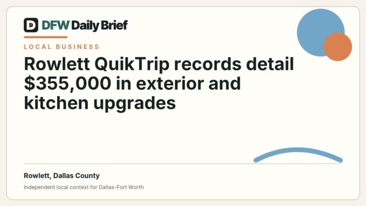 DFW Daily Brief card for Rowlett QuikTrip records detail $355,000 in exterior and kitchen upgrades