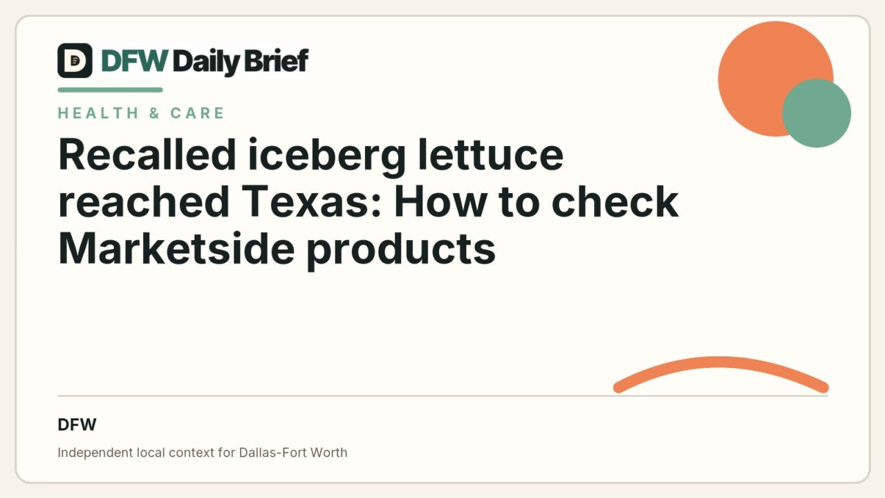 DFW Daily Brief card for Recalled iceberg lettuce reached Texas: How to check Marketside products