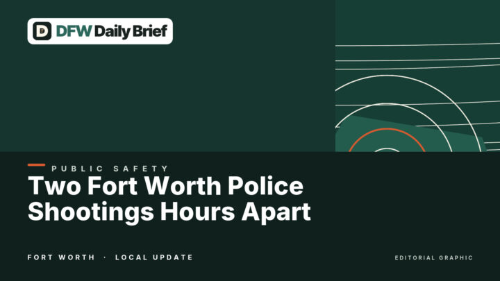 Editorial graphic for Two Fort Worth Police Shootings Hours Apart: What Reports Establish.