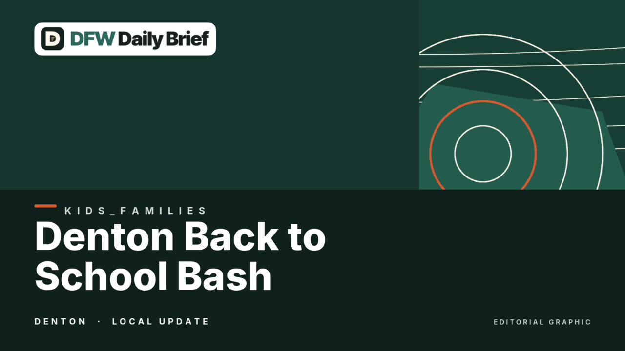 Editorial graphic for Denton Back to School Bash: Hours, Location and Public-Health Help.