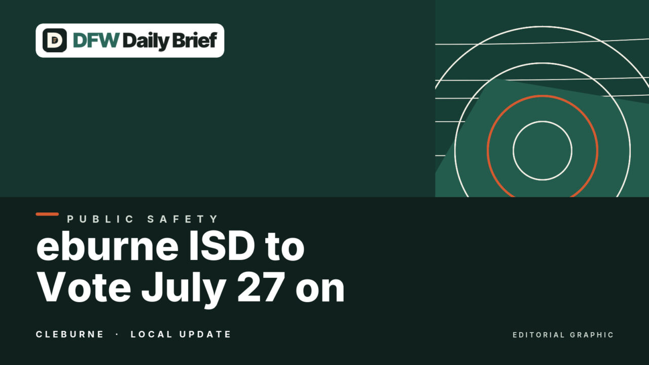 Editorial graphic for Cleburne ISD to Vote July 27 on Armed-Officer Exception.