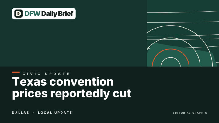Editorial graphic for Texas convention prices reportedly cut; affiliate still lists tiers up to $20,000.