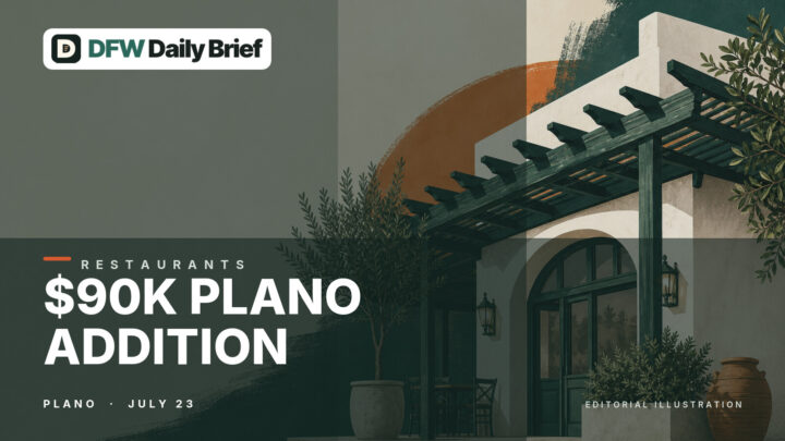 Editorial illustration of a Mediterranean restaurant addition in Plano.