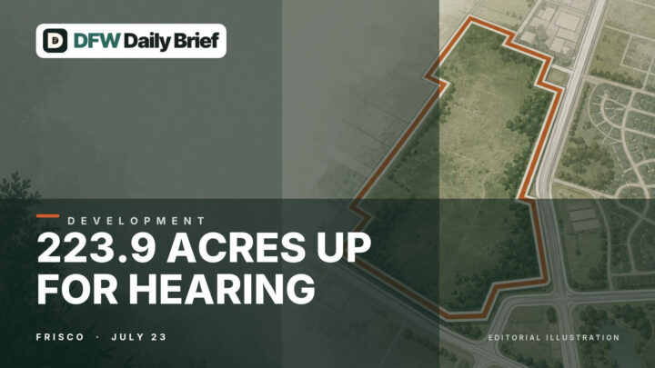 Editorial planning-map graphic representing 223.9 acres in Frisco.