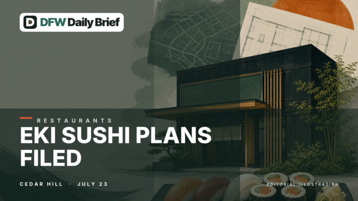 Editorial illustration of a sushi restaurant plan and an undated calendar.