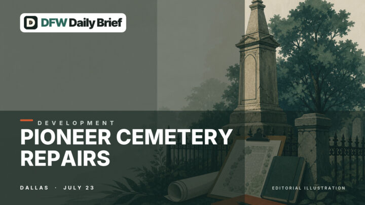 Respectful editorial illustration of Pioneer Cemetery restoration and surveying.